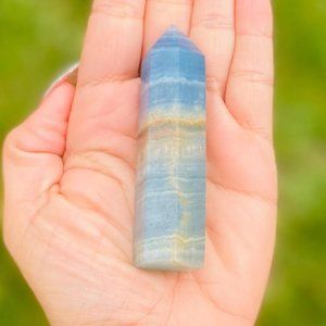 Lemurian Crystal Aquatine Calcite Point  Tower